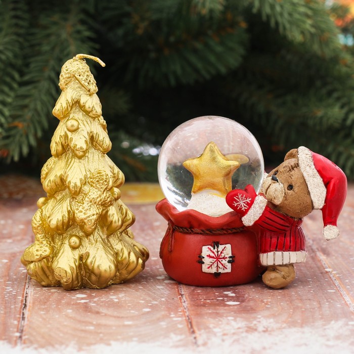 Набор снежный шар и свеча "Пусть всё сбудется"