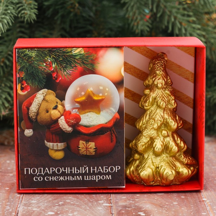 Набор снежный шар и свеча "Пусть всё сбудется"