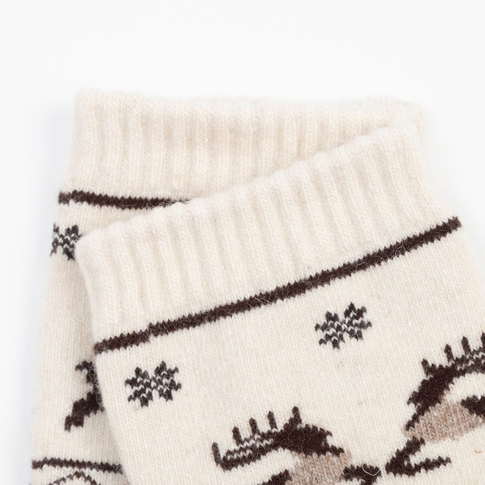 Носки женские шерстяные 01109 Organic снежинки и олени цвет серый, р-р 23 (35-36)