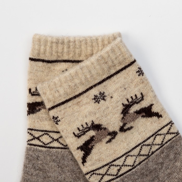 Носки мужские шерстяные 01109 Organic снежинки и олени цвет серый, р-р 27 (40-42)