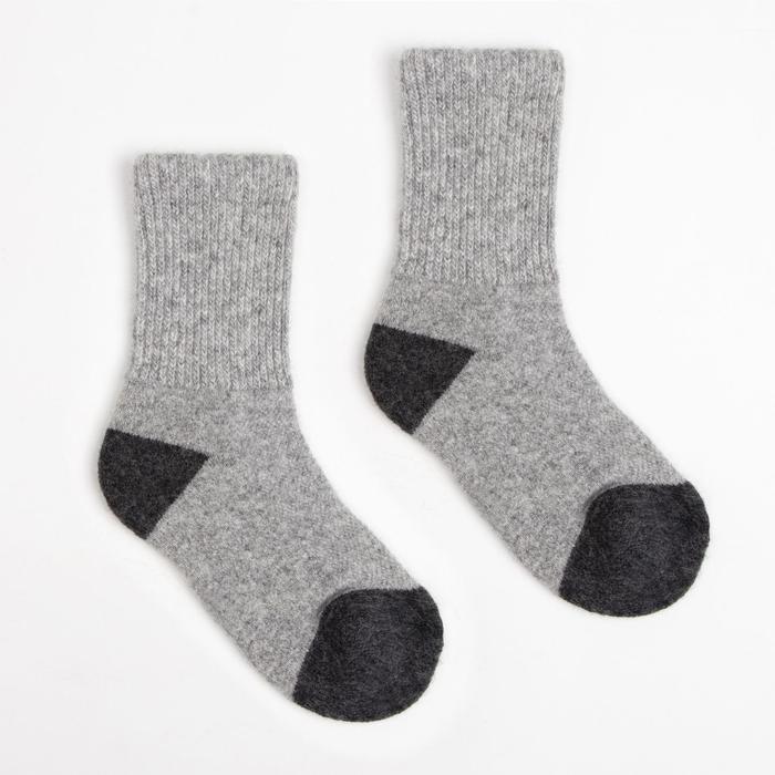 Носки детские из шерсти яка, цвет серый, размер 18-20 см