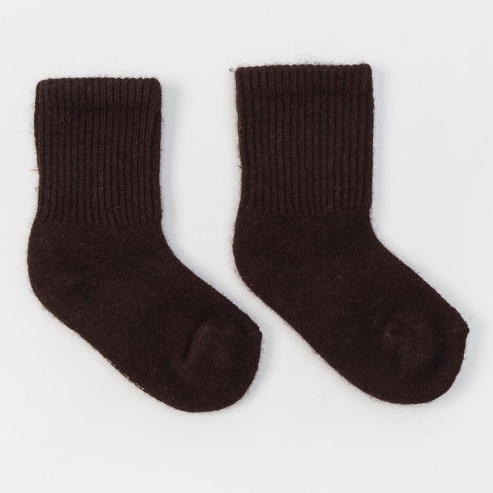 Носки детские из шерсти яка, цвет шоколадный, размер 18-20 см