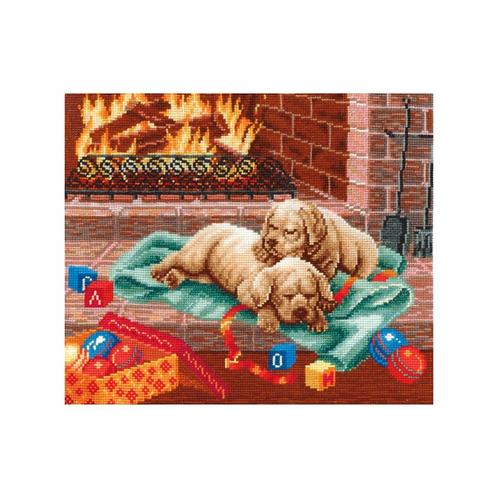 Набор для вышивания "Щенки у камина"