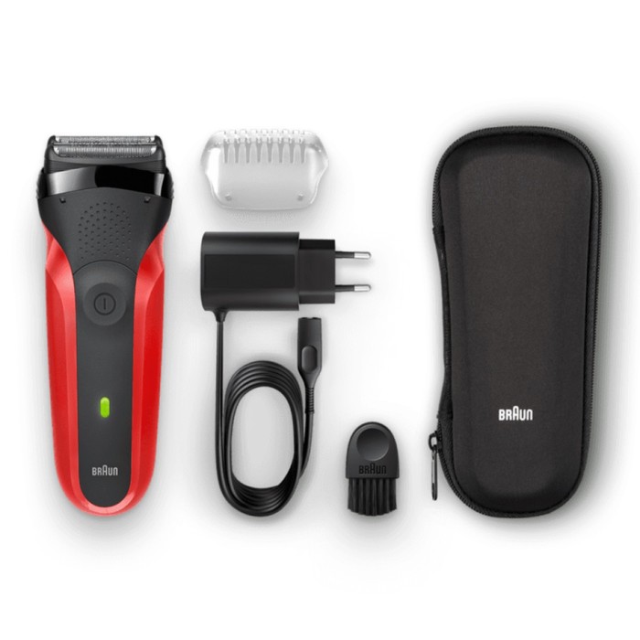 Электробритва Braun 300TS, чехол, красная