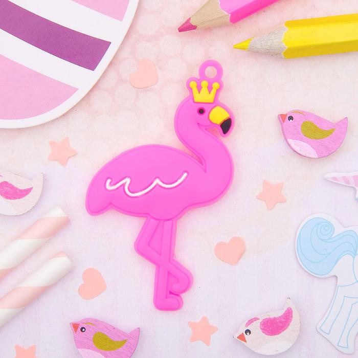 Брошь "Выбражулька" фламинго в короне, цвет розовый