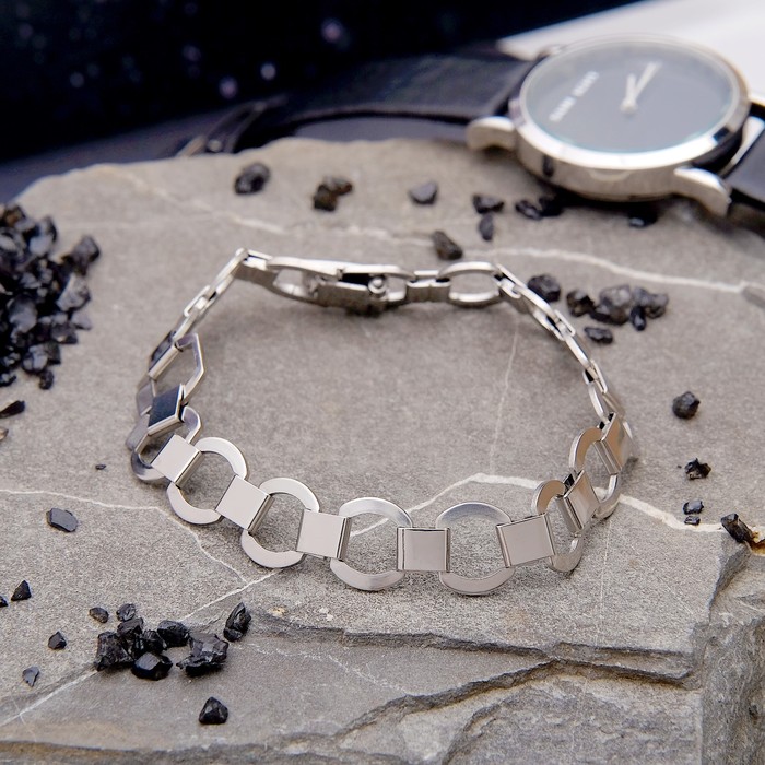 Браслет мужской "Стальной" круглые звенья, цвет серебро