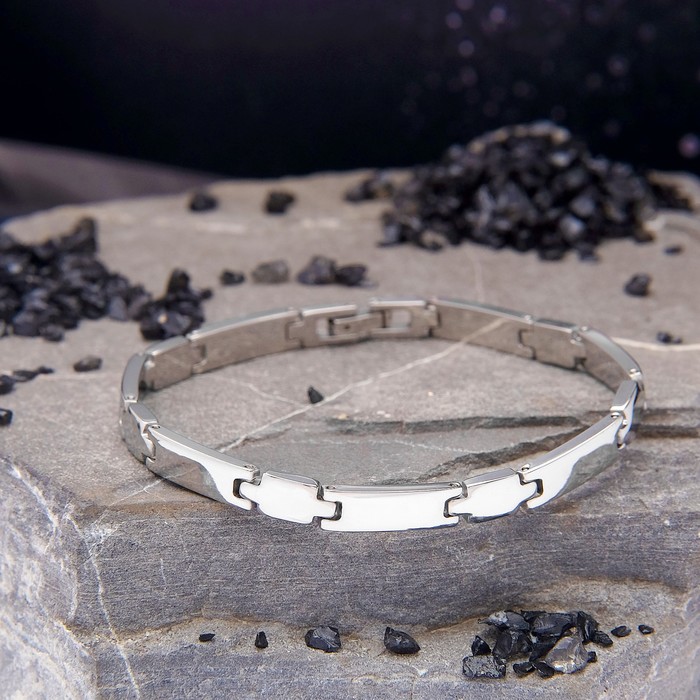 Браслет мужской "Стальной" звенья, цвет серебро