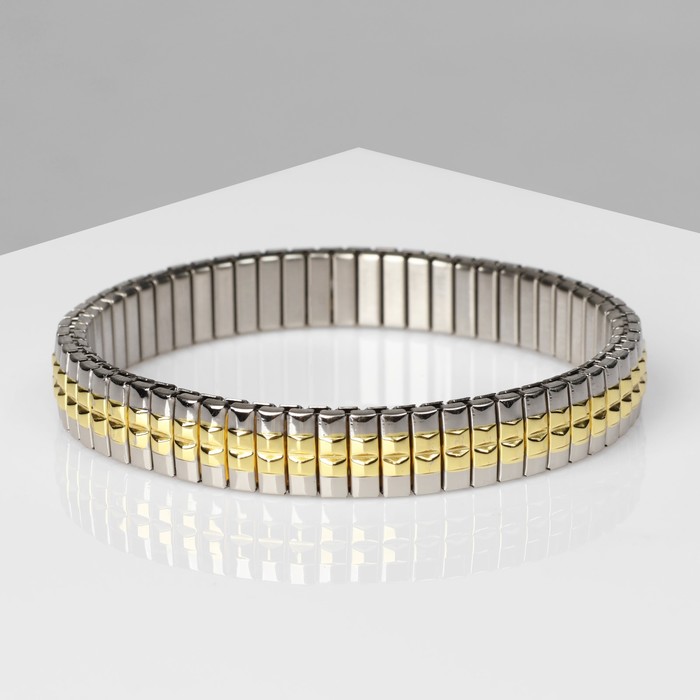 Браслет мужской "Стальной" прямоугольники мелкие, цвет серебряно-золотой