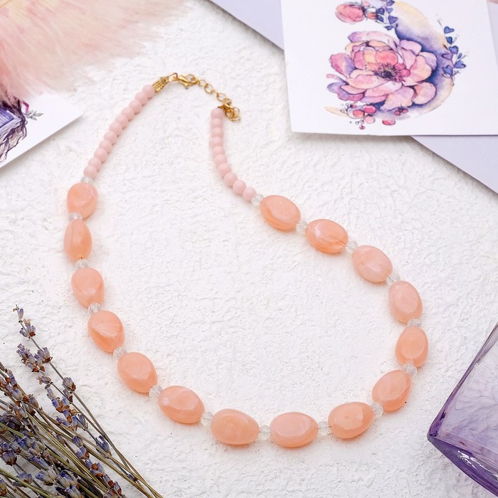 Бусы "Гармония" овалы, цвет розовый, 45 см