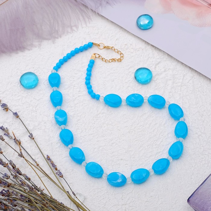 Бусы "Гармония" овалы, цвет голубой, 45 см