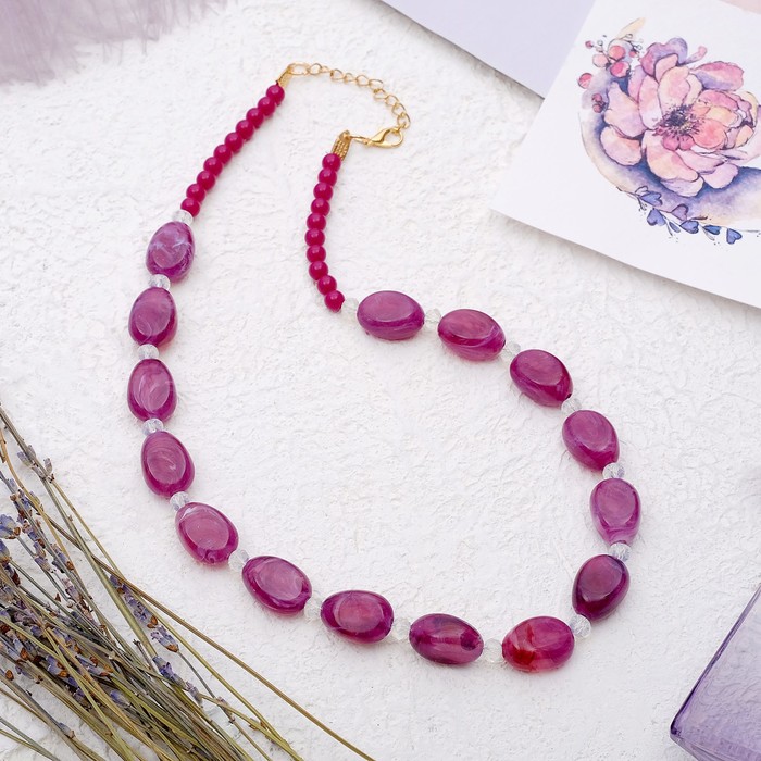 Бусы "Гармония" овалы, цвет фиолетовый, 45 см