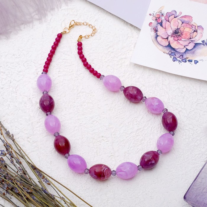 Бусы "Гармония", бочонки, цвет сиренево-фиолетовый, 45 см