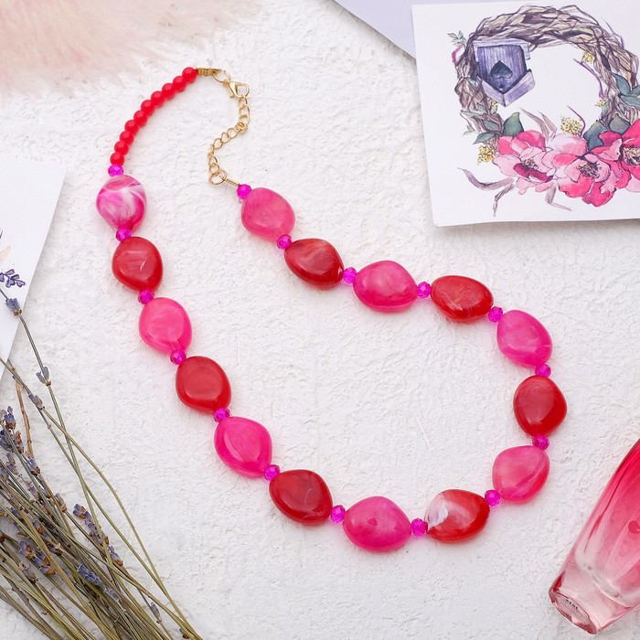 Бусы "Гармония" геометрия, цвет розово-красный, 50 см