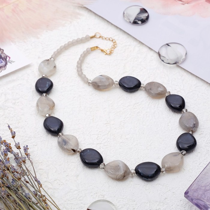 Бусы "Гармония" геометрия, цвет чёрно-серый, 50 см