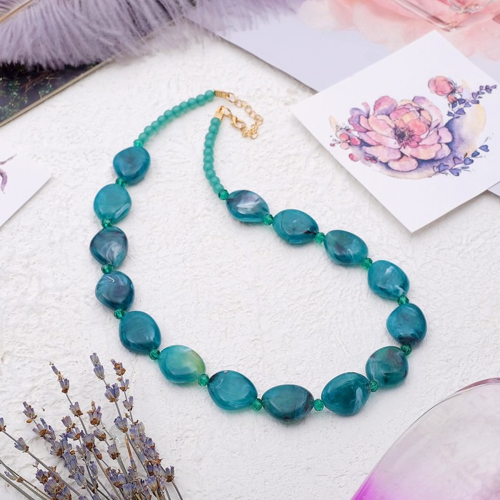 Бусы "Гармония" геометрия, цвет зелёный, 50 см