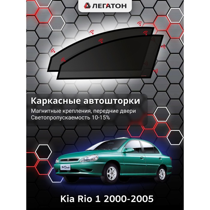 Каркасные автошторки Kia Rio 1, 2000-2005, передние (магнит), Leg0947