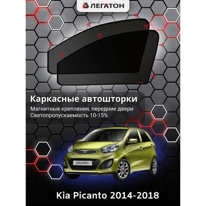 Каркасные автошторки Kia Picanto, 2014-2018, передние (магнит), Leg0944