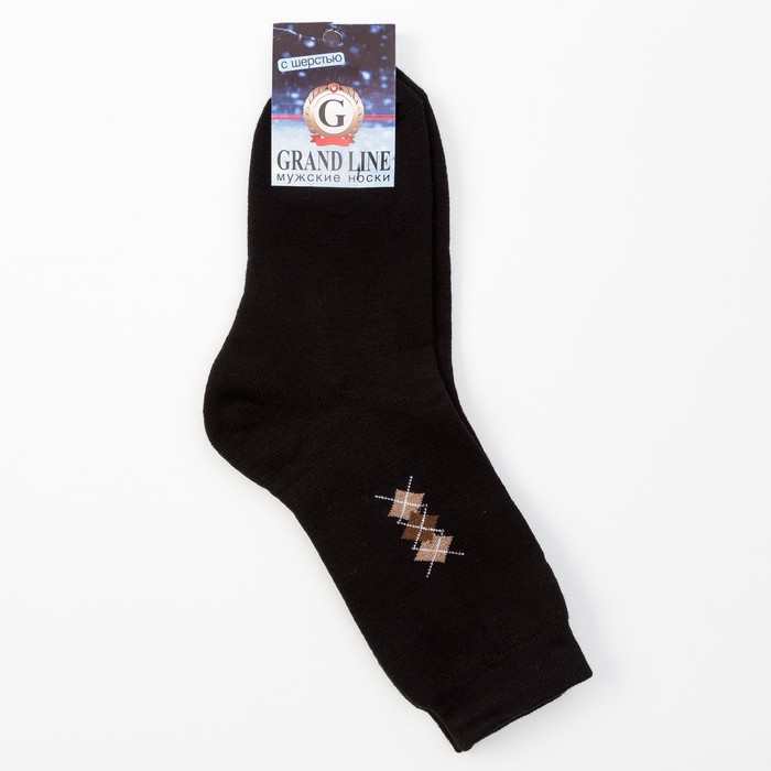 Носки мужские махровые, цвет чёрный, размер 25