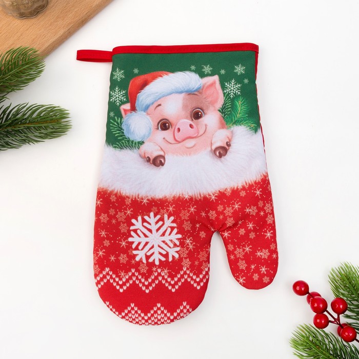 Варежка-прихватка "Доляна" Символ года 20х27см, 35% х/л, 65% п/э, ватин 250г/м2