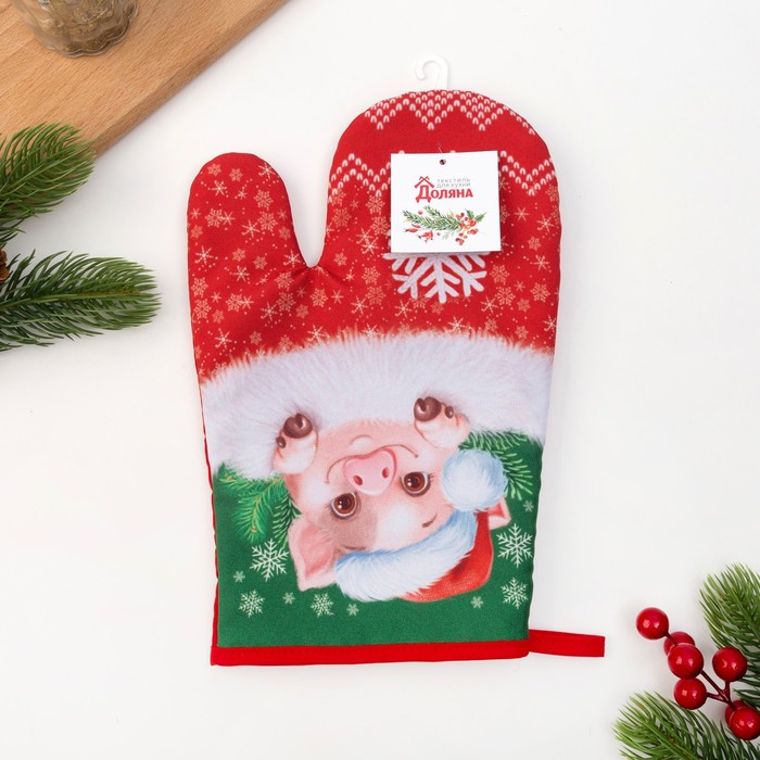 Варежка-прихватка "Доляна" Символ года 20х27см, 35% х/л, 65% п/э, ватин 250г/м2