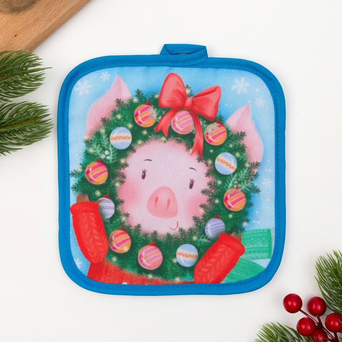 Кух.набор "Чудес в Нов.Году"варежка 20х27см,прих.17х17см,35% х/л,65% п/э,ватин 250г/м2