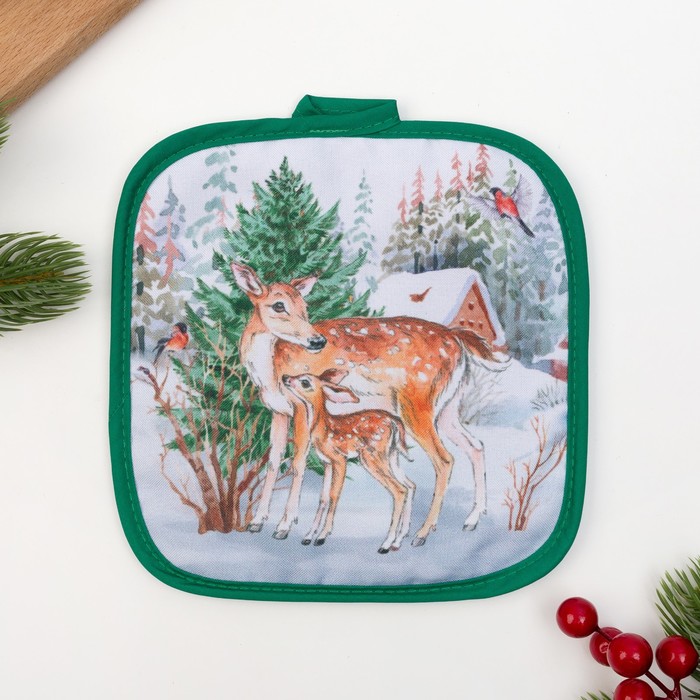 Прихватка "Доляна" Олени 17х17см,35% х/л,65% п/э,ватин 250г/м2