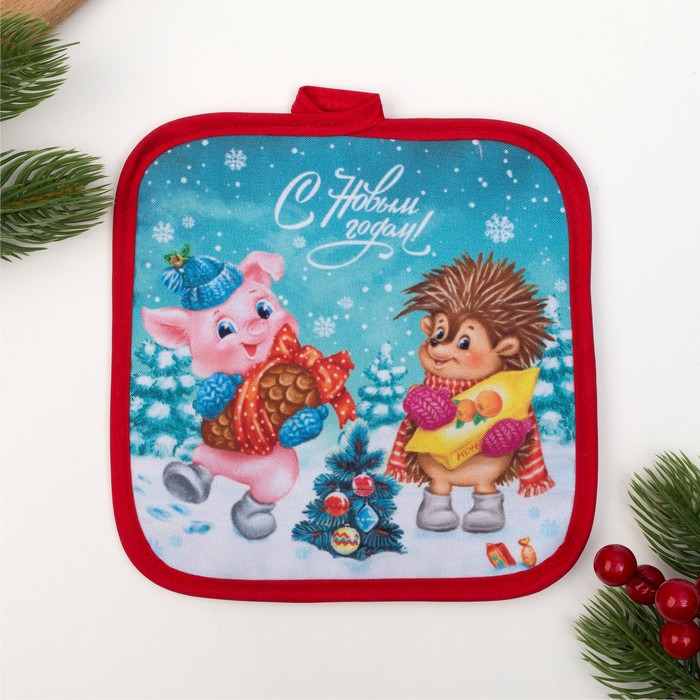 Прихватка "Доляна" Новогодняя 17х17см,35% х/л,65% п/э,ватин 250г/м2