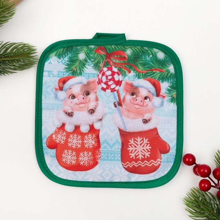 Прихватка "Доляна" Поросята 17х17см,35% х/л,65% п/э,ватин 250г/м2