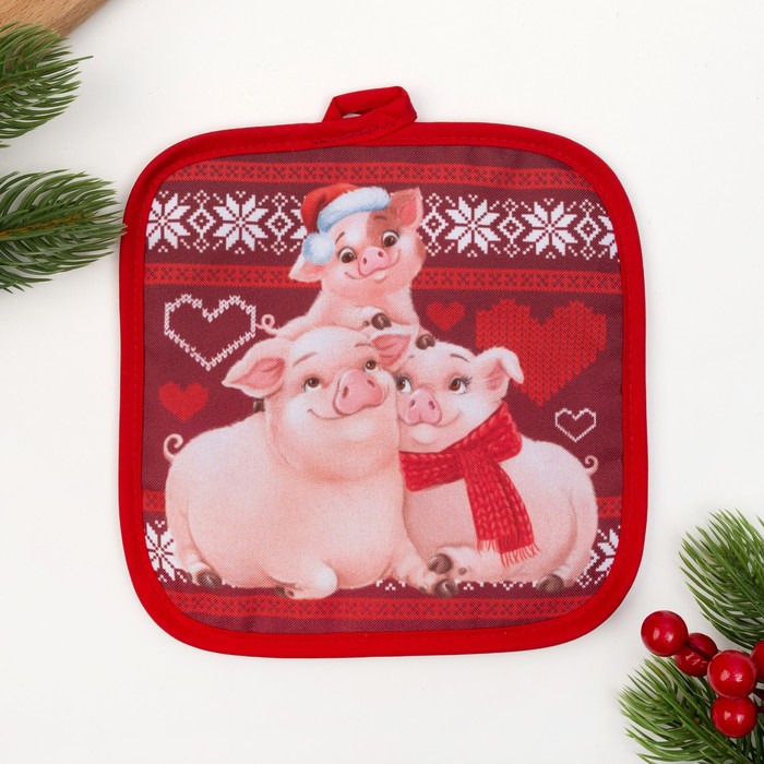 Прихватка "Доляна" Семья 17х17см,35% х/л,65% п/э,ватин 250г/м2