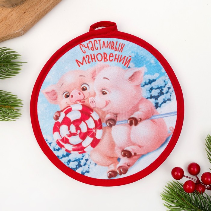 Кух. набор "Доброго Нового года" прихватки 17*17см-2шт,35% хл,65%п/э,ватин 250г/м2