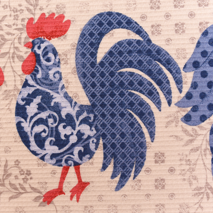 Полотенце вафельное «Петушки», 50х70 см, голубой, 170 г/м2, хлопок 100%