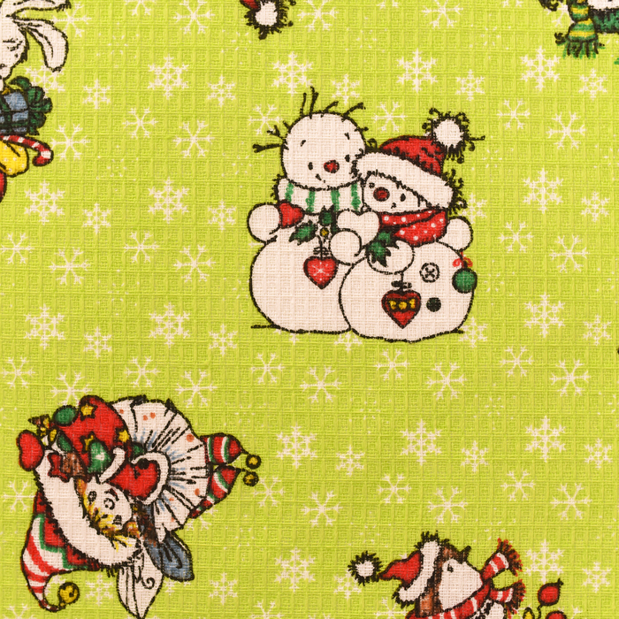 Полотенце вафельное «Рождественское чудо», зелёный, 50х70 см, 170 г/м2, хлопок 100%