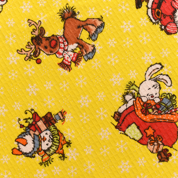 Полотенце вафельное «Рождественское чудо», жёлтый 50х70 см, 170 г/м2, хлопок 100%