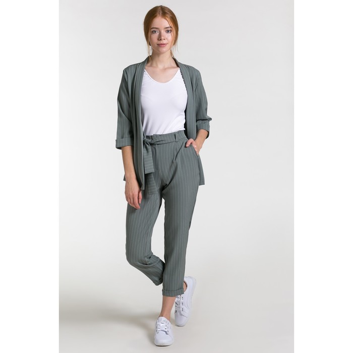 Костюм женский (пиджак, брюки) 07 цвет зелёный, р-р 48