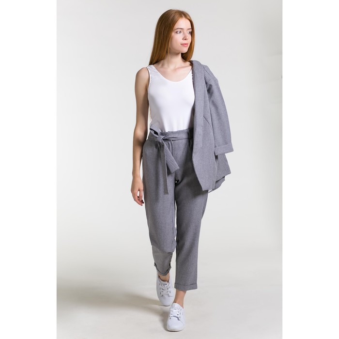 Костюм женский (пиджак, брюки) А-1 цвет серый, р-р 44