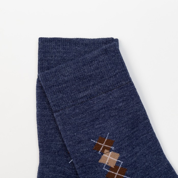 Носки мужские махровые шерстяные, цвет джинс, размер 29