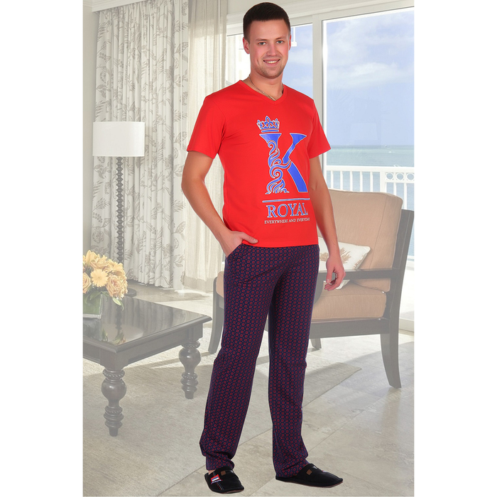Комплект мужской (футболка, брюки) Кристофер цвет красный , р-р 54