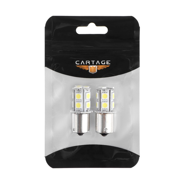 фото Автолампа светодиодная cartage, p21/w, 12 в, 13 smd-5050, свет красный, набор 2 шт