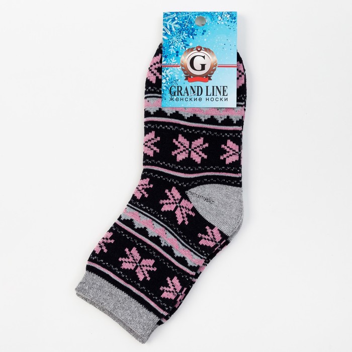 Носки женские тёплые GRAND: "Снежинки", размер 23