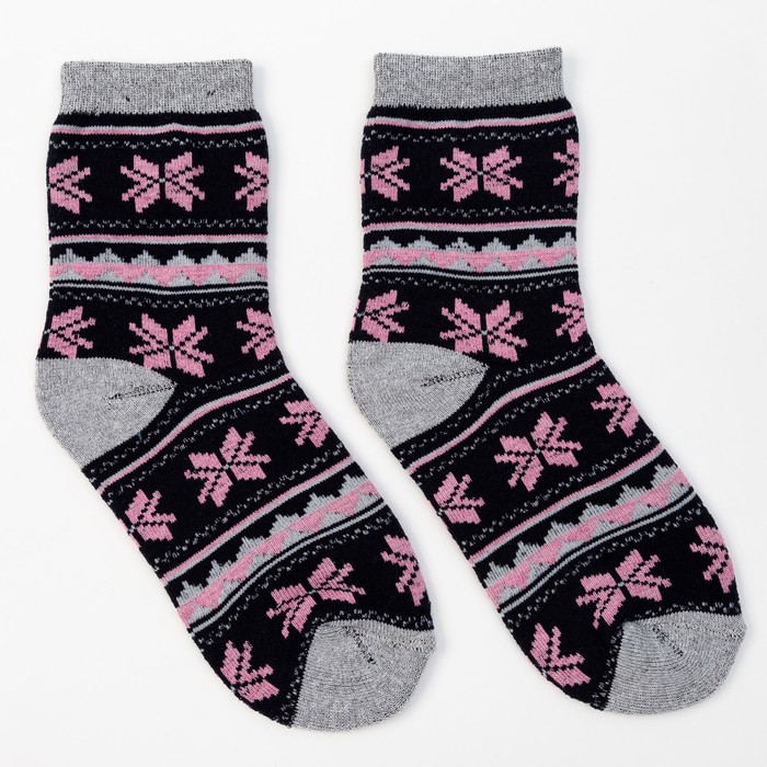 Носки женские тёплые GRAND: "Снежинки", размер 25