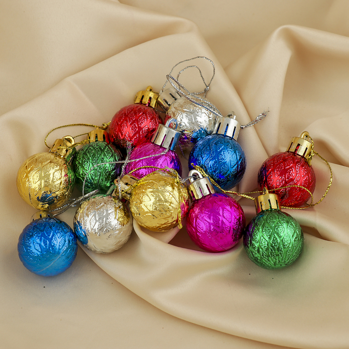 Набор шаров пластик 12 шт d-3 см "Сеточка" микс