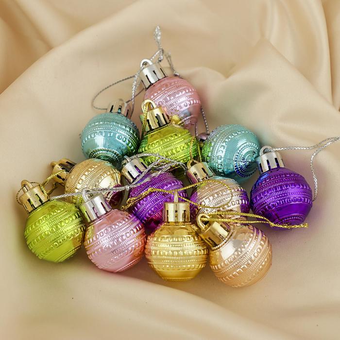 Набор шаров пластик 12 шт d-3 см "Бусинка" микс