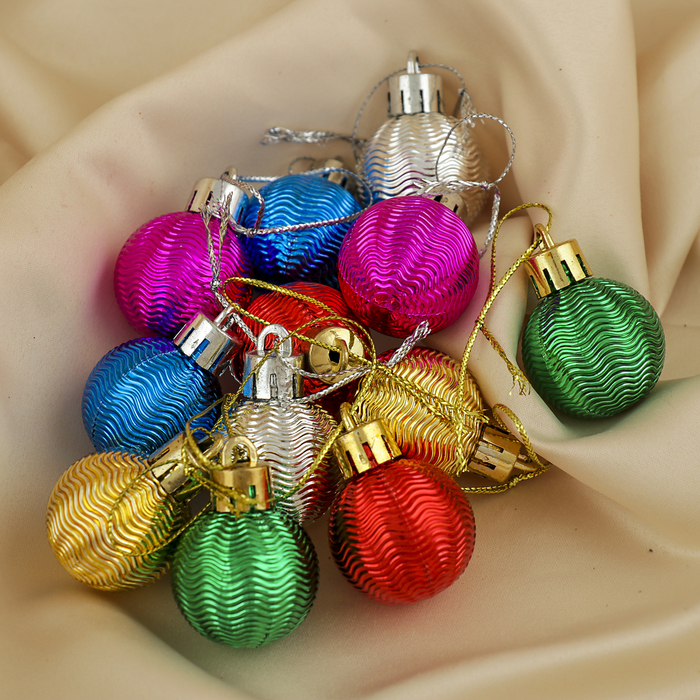 Набор шаров пластик 12 шт d-3 см "Волна" микс