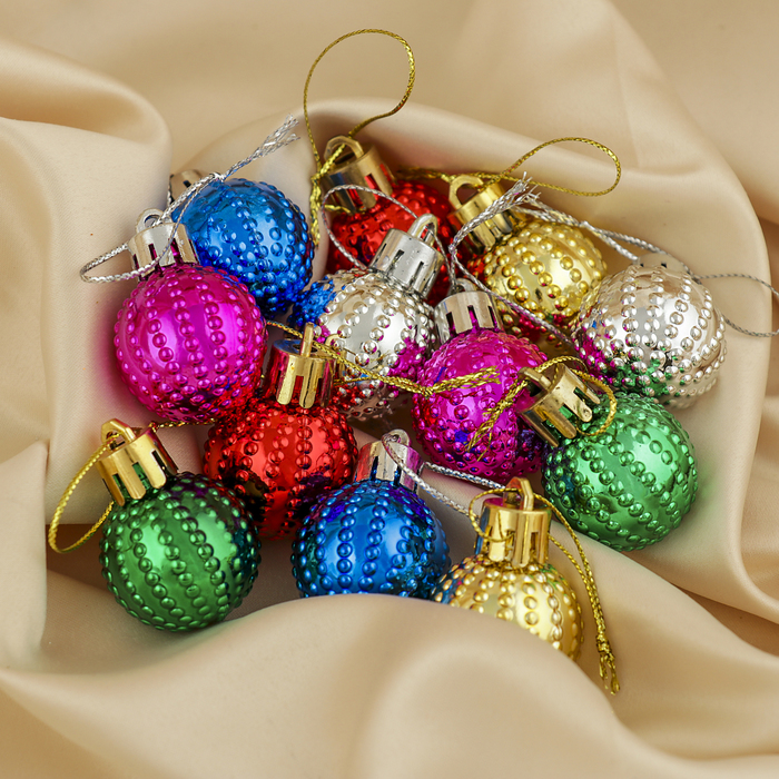 Набор шаров пластик 12 шт d-3 см "Бусики" микс