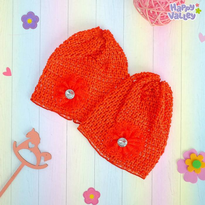 Набор одежды, цвет красный: шапочка для девочки, шапочка для пупса