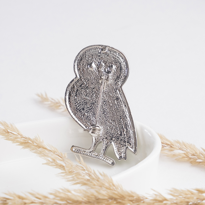 Брошь "Сова" орнамент, цветная в серебре