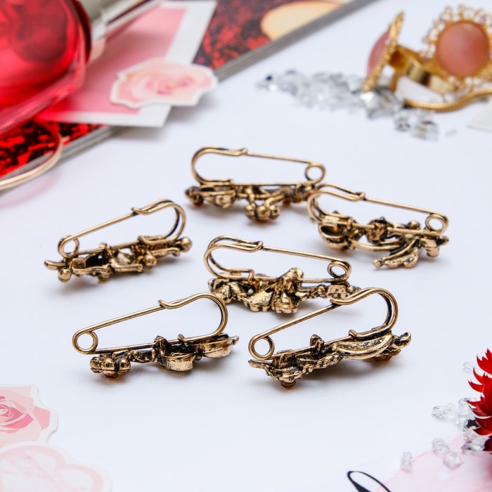 Булавка "Цветы", форма МИКС, цвет коричневый в черненом золоте