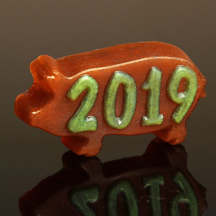 Мыло фигурное "2019" зеленый с коричневым 95гр