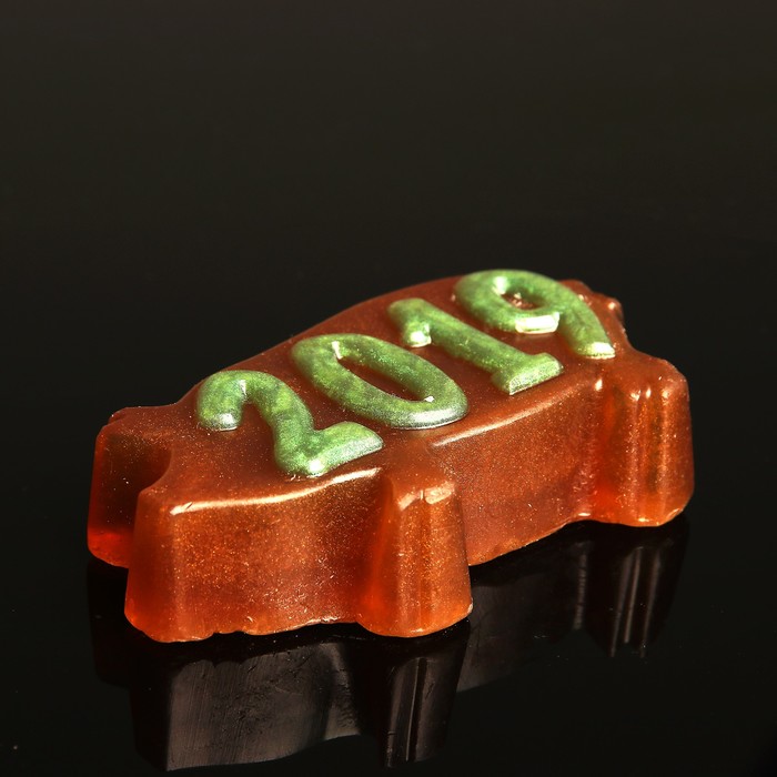 Мыло фигурное "2019" зеленый с коричневым 95гр