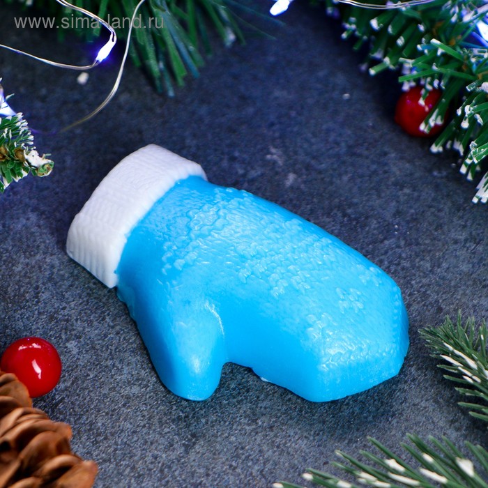 фото Мыло фигурное "символ года: варежка" синяя 70гр мыло ручной работы